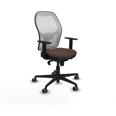 Jorquera sincro malla blanca similpiel marrón oscuro brazos 1D base nailon  ruedas 65mm engomada