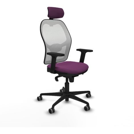 Jorquera sincro malla blanca similpiel morado brazos 2D base nailon cabecero 2D ruedas 65mm engomada