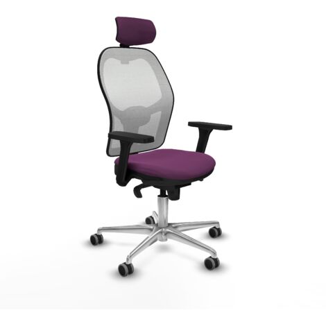 Jorquera sincro malla blanca similpiel morado brazos 3D base aluminio cabecero 2D ruedas 65mm engomada