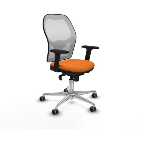 Jorquera sincro malla blanca similpiel naranja brazos 2D base aluminio  ruedas 65mm engomada