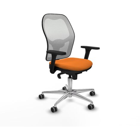 Jorquera sincro malla blanca similpiel naranja brazos 3D base aluminio  ruedas 65mm engomada