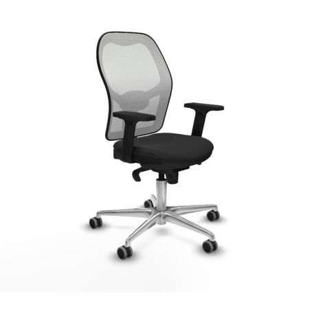 Jorquera sincro malla blanca similpiel negro brazos 2D base aluminio  ruedas 65mm engomada