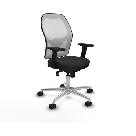 Jorquera sincro malla blanca similpiel negro brazos 2D base aluminio  ruedas 65mm nailon