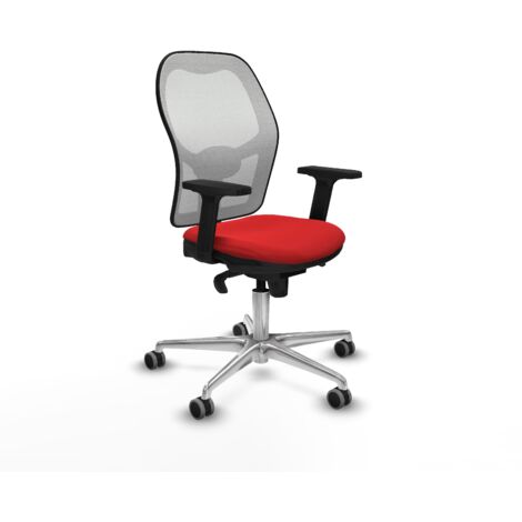 Jorquera sincro malla blanca similpiel rojo brazos 2D base aluminio ruedas 65mm engomada