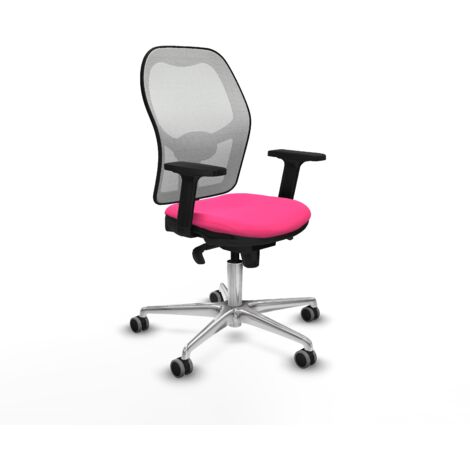 Jorquera sincro malla blanca similpiel rosa brazos 2D base aluminio  ruedas 65mm engomada