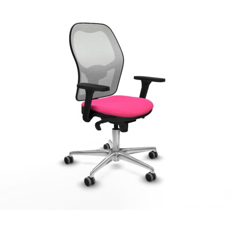 Jorquera sincro malla blanca similpiel rosa brazos 3D base aluminio  ruedas 65mm engomada