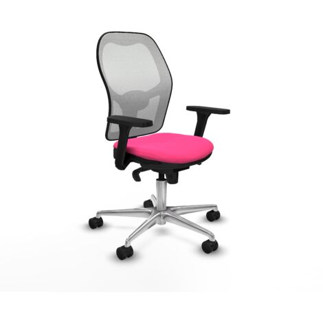 Jorquera sincro malla blanca similpiel rosa brazos 3D base aluminio  ruedas 65mm nailon