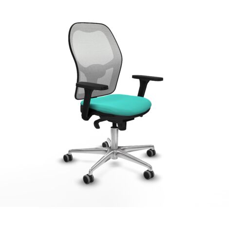 Jorquera sincro malla blanca similpiel turquesa brazos 3D base aluminio  ruedas 65mm engomada