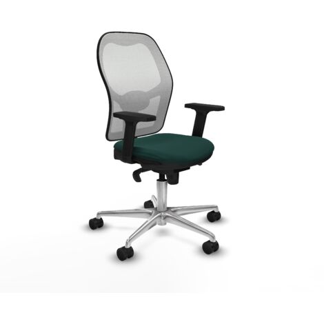 Jorquera sincro malla blanca similpiel verde botella brazos 2D base aluminio  ruedas 65mm nailon