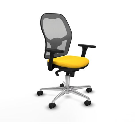 Jorquera sincro malla gris similpiel amarillo brazos 3D base aluminio  ruedas 65mm nailon