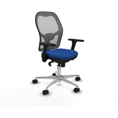 Jorquera sincro malla gris similpiel azul brazos 3D base aluminio  ruedas 65mm nailon