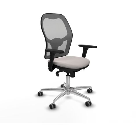 Jorquera sincro malla gris similpiel blanco brazos 3D base aluminio  ruedas 65mm engomada