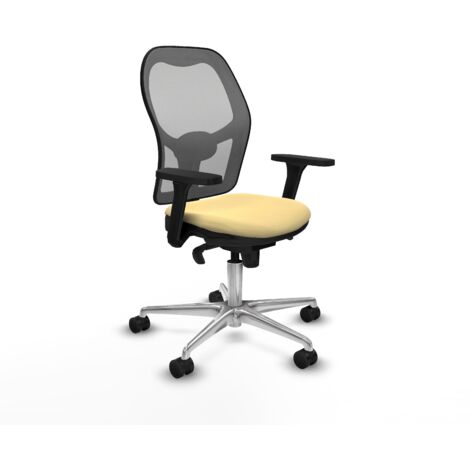 Jorquera sincro malla gris similpiel crema brazos 3D base aluminio  ruedas 65mm nailon