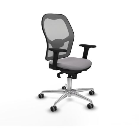 Jorquera sincro malla gris similpiel gris brazos 2D base aluminio  ruedas 65mm engomada