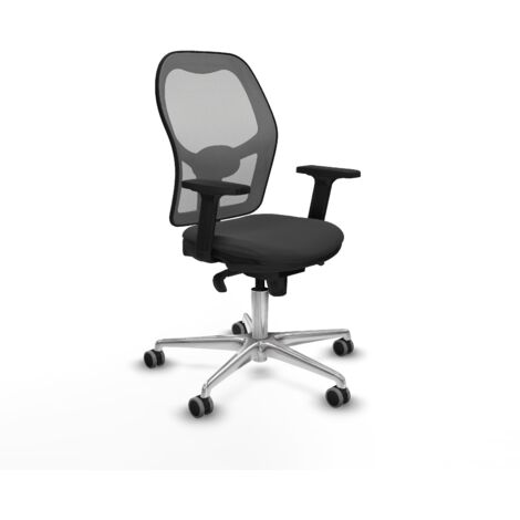 Jorquera sincro malla gris similpiel gris oscuro brazos 2D base aluminio  ruedas 65mm engomada
