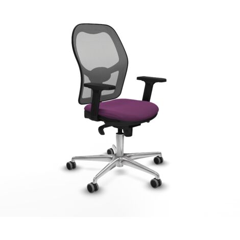 Jorquera sincro malla gris similpiel morado brazos 2D base aluminio  ruedas 65mm engomada