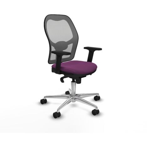 Jorquera sincro malla gris similpiel morado brazos 2D base aluminio  ruedas 65mm nailon