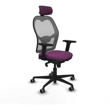 Jorquera sincro malla gris similpiel morado brazos 2D base nailon cabecero 2D ruedas 65mm engomada
