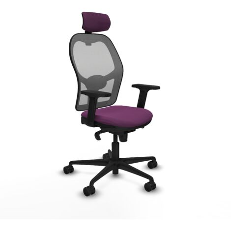 Jorquera sincro malla gris similpiel morado brazos 2D base nailon cabecero 2D ruedas 65mm nailon