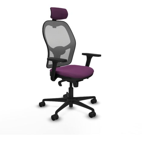 Jorquera sincro malla gris similpiel morado brazos 3D base nailon cabecero 2D ruedas 65mm nailon