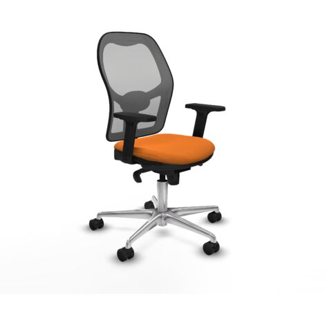 Jorquera sincro malla gris similpiel naranja brazos 2D base aluminio  ruedas 65mm nailon