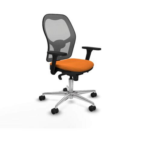 Jorquera sincro malla gris similpiel naranja brazos 3D base aluminio  ruedas 65mm nailon