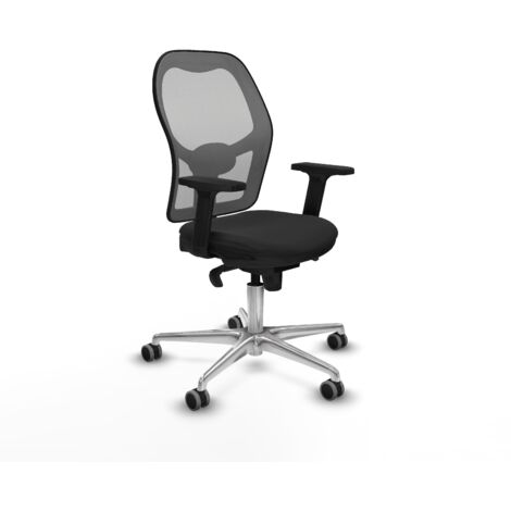 Jorquera sincro malla gris similpiel negro brazos 2D base aluminio  ruedas 65mm engomada