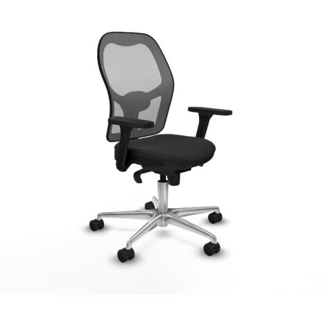 Jorquera sincro malla gris similpiel negro brazos 3D base aluminio  ruedas 65mm nailon