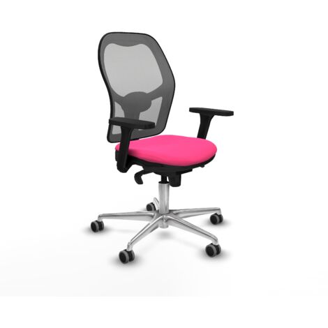 Jorquera sincro malla gris similpiel rosa brazos 3D base aluminio  ruedas 65mm engomada