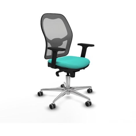 Jorquera sincro malla gris similpiel turquesa brazos 2D base aluminio  ruedas 65mm engomada