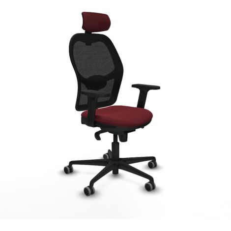 Jorquera sincro malla negra similpiel granate brazos 2D base nailon cabecero 2D ruedas 65mm engomada