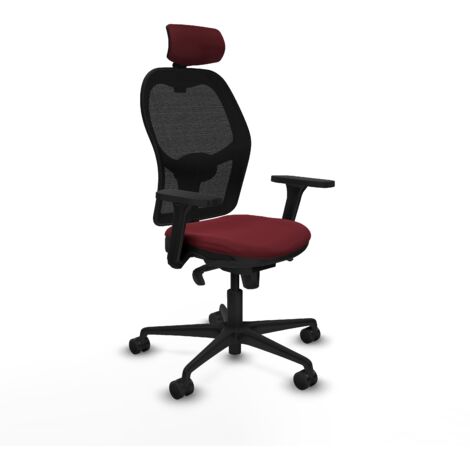 Jorquera sincro malla negra similpiel granate brazos 3D base nailon cabecero 2D ruedas 65mm nailon