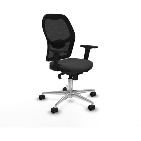 Jorquera sincro malla negra similpiel gris oscuro brazos 2D base aluminio  ruedas 65mm nailon