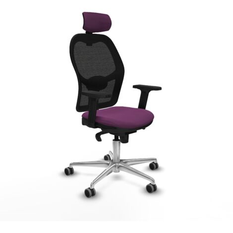 Jorquera sincro malla negra similpiel morado brazos 2D base aluminio cabecero 2D ruedas 65mm engomada