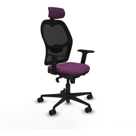 Jorquera sincro malla negra similpiel morado brazos 2D base nailon cabecero 2D ruedas 65mm nailon
