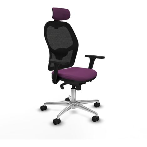 Jorquera sincro malla negra similpiel morado brazos 3D base aluminio cabecero 2D ruedas 65mm nailon