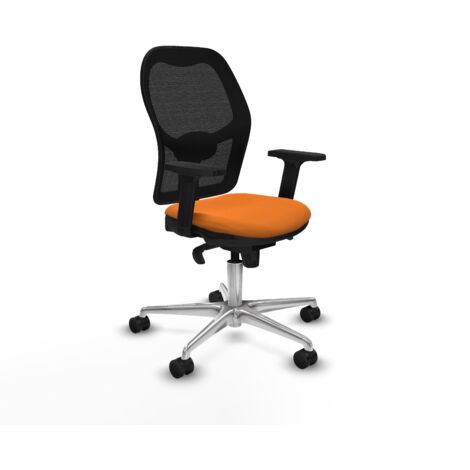 Jorquera sincro malla negra similpiel naranja brazos 2D base aluminio  ruedas 65mm nailon