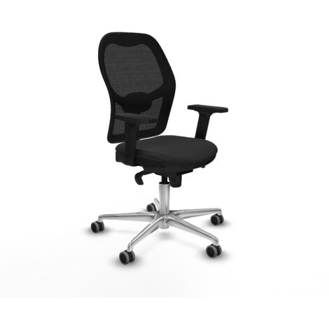 Jorquera sincro malla negra similpiel negro brazos 2D base aluminio  ruedas 65mm engomada