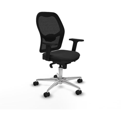 Jorquera sincro malla negra similpiel negro brazos 2D base aluminio  ruedas 65mm nailon