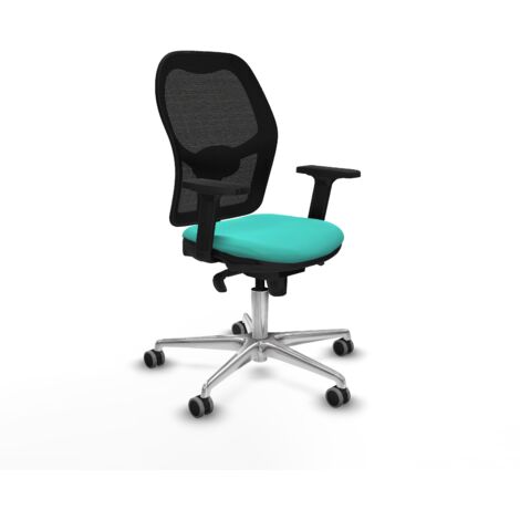 Jorquera sincro malla negra similpiel turquesa brazos 2D base aluminio  ruedas 65mm engomada