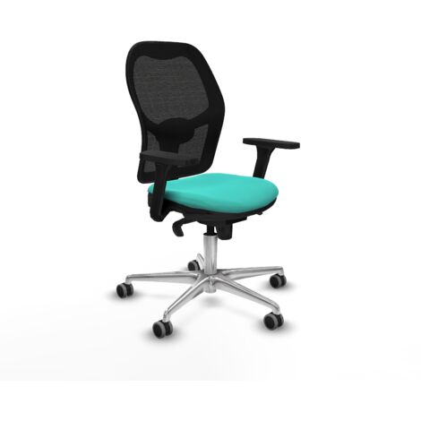 Jorquera sincro malla negra similpiel turquesa brazos 3D base aluminio  ruedas 65mm engomada