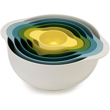 Joseph Joseph Duo Ciotole di Miscelazione per Cucina, Set di 6 pezzi impilabile, Insalatiera, Preparazione Dolci, Multicolore