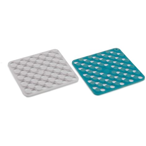Joseph Joseph Duo Spot-On Sottopentola in Silicone, Presine da tavolo Resistente al calore per Pentole e Padelle, Set di 2, Blu/Bianco