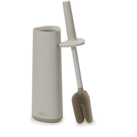 Joseph Joseph Flex - Portascopino Igienico Bagno Spazzola WC, testa sostituibile, Antigoccia, Anti-Intasamento, tripla azione a 360 gradi, Beige