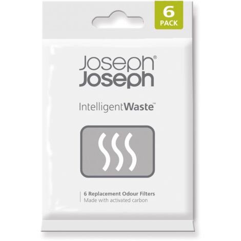 Joseph Joseph Intelligent Waste filtri di ricambio antiodore ai carboni attivi per pattumiera dell’umido - Confezione da 6 pezzi