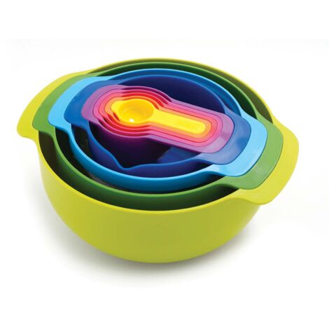 Joseph Joseph Nest™ 9 Plus – Juego de cocina compacto de 9 utensilios – Multicolor  Cuencos, coladores y medidores apilables para ahorrar espacio