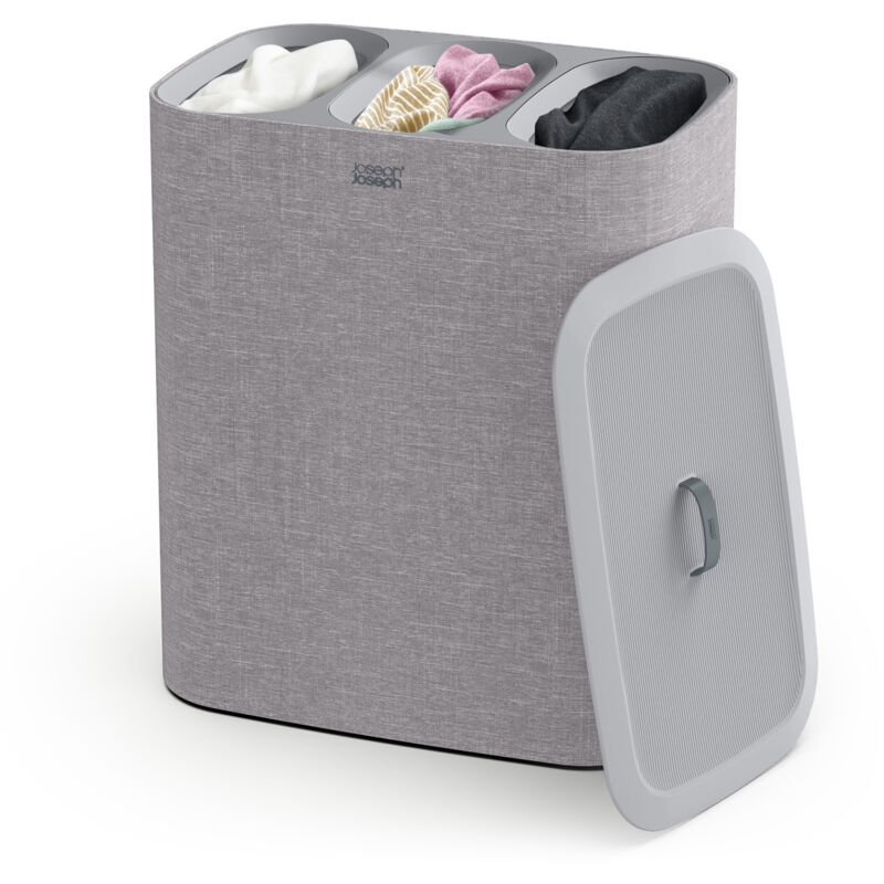 Joseph Joseph Tota Trio 90 l (3x30 l), panier de séparation du linge, 3 sacs en toile lavable en machine, gris (50024)
