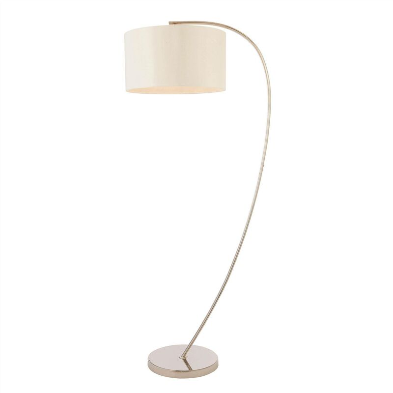 Endon Josephine - 1 Light Floor Lamp Bright Nickel, Vintage White Faux Silk, E27