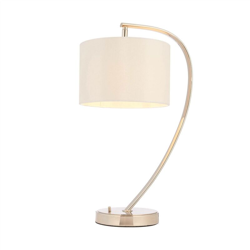 Endon Lighting - Endon Josephine - 1 Light Table Lamp Bright Nickel, Vintage White Faux Silk, E14