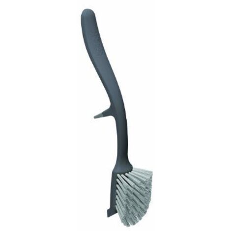 JosephJoseph Joseph Edge™ brosse à récurer, design compact et efficace, tête résistante aux rayures, rangement dans l'évier, gris, lavable au lave-vaisselle.